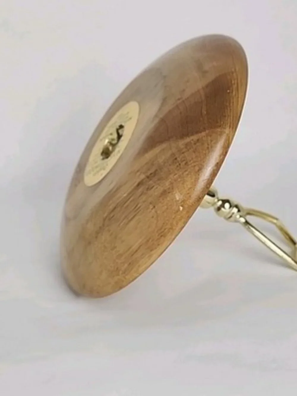 Oregon Made in USA Myrtlewood Gold Metal Handle Wooden Server Dish Brown Vintage